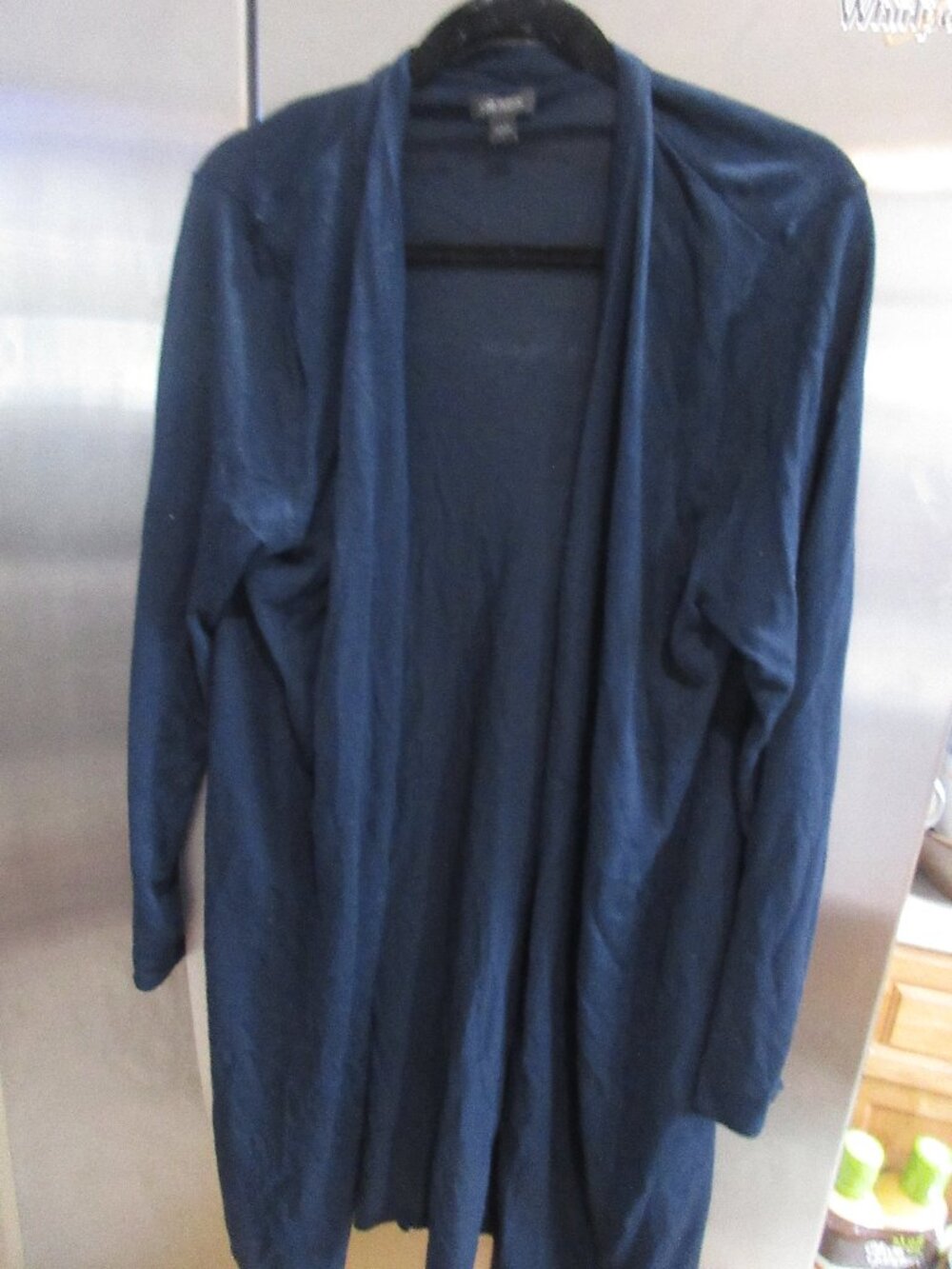 J. Jill wearever navy long knit cardigan L cotton viscose